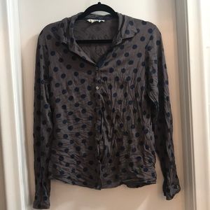 Boden Crinkle Jersey Shirt. Grey & Blue. Size 10.